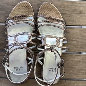 Stuart Weizman silver strapped sandals size 9M